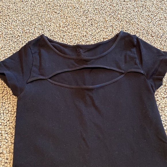 Malibu Sugar Black Bodycon Dress Size Tween 7-14 w/ Short Sleeves and Cut Out - Picture 2 of 5